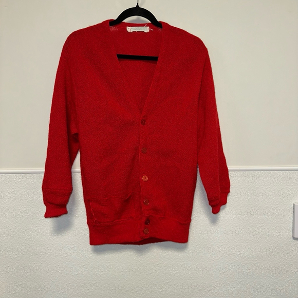 Vintage 60s/70s 100% Imported Pure Alpaca Cardigan Sweater Sz L Hipster WPL 9958 - Picture 1 of 10